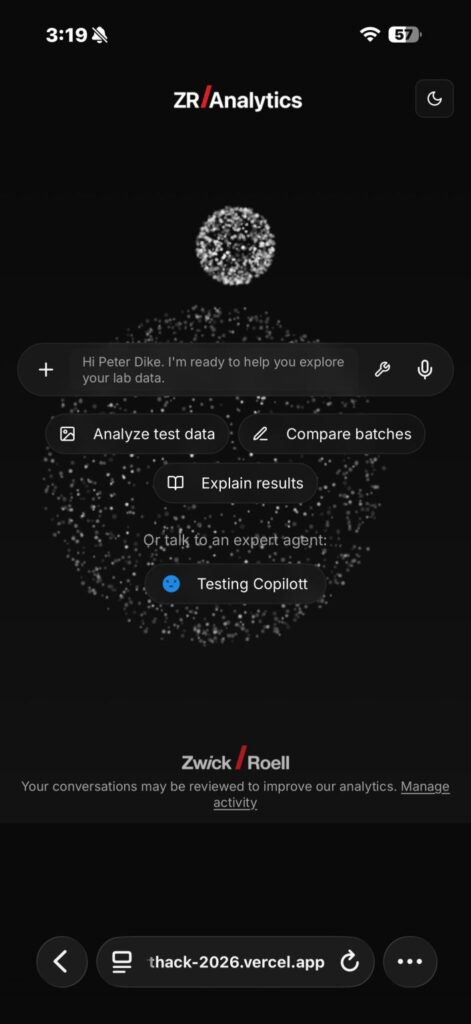 ZR/Analytics – Interface mit Testing Copilot